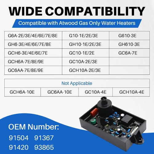 Miniatura 3 de Placa de circuito de control de encendido con chispa y electrodo sensor para calentadores de agua Atwood/Dometic (solo gas) GCH6-4E/6E/7E, 93257
