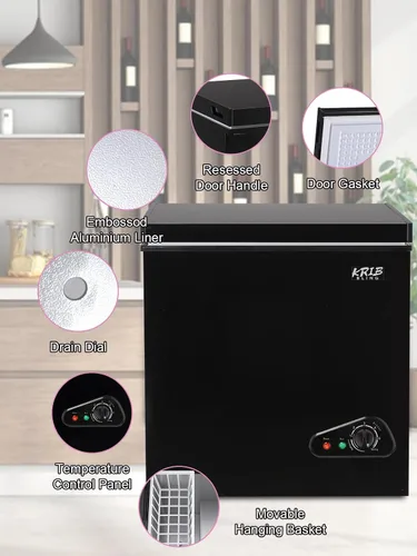 Miniatura 6 de KRIB BLING Congelador de pecho, termostato ajustable, congeladores compactos con cesta de almacenamiento extraíble para casa, cocina, garaje, Negro