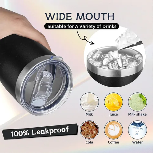 Miniatura 6 de MEZMUT - Paquete de 4 unidades de vaso de café aislado de 20 onzas con tapa y popote, vaso de viaje de acero inoxidable de doble pared