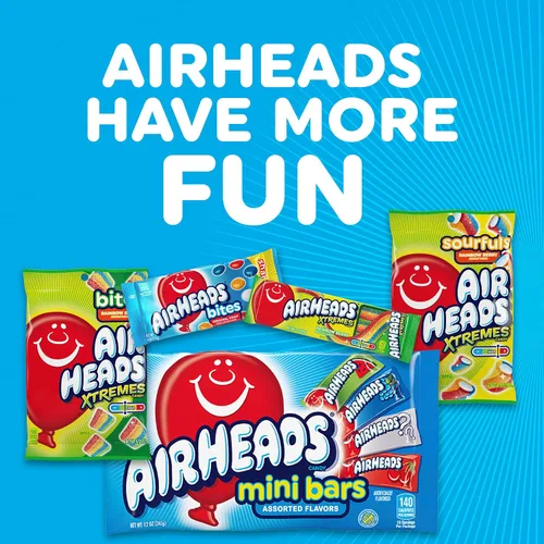 Miniatura 9 de Airheads Bocaditos de caramelo, sabores de frutas surtidos, cine, fiesta, concesiones, paquetes de 2 onzas (caja de 18)