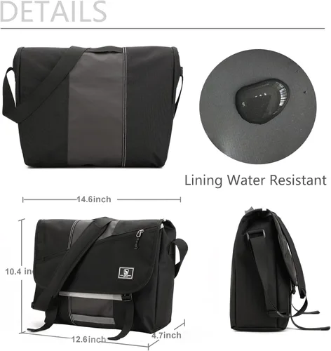 Miniatura 3 de OIWAS Bolsa de mensajero pequeña para hombres/mujeres, bolsa cruzada de viaje, bolsa de hombro de lona de 14 pulgadas para computadora portátil