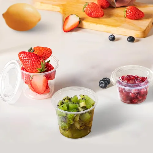 Miniatura 6 de TashiBox 4 oz vasos de plástico/porción tazas/tazas de souffle con tapas desechables, 100 conjuntos