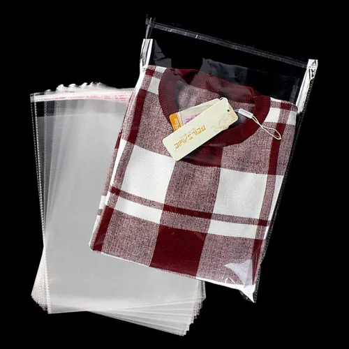 Miniatura 10 de Keoferlo 100 bolsas de polietileno transparente de 10 x 14 pulgadas de celofán autosellantes para camisetas de plástico transparente para envolver