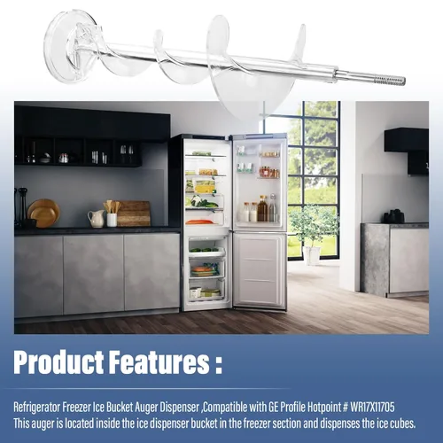 Miniatura 5 de Barrena dispensadora de fabricador de hielo mejorada para piezas de repuesto de refrigerador GE WR17X11705 WR17X11939 PS1018130 AP3849786 AP3672963