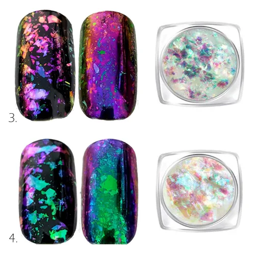 Miniatura 6 de Juego de 6 frascos de copos de uñas de camaleón con purpurina iridiscente (camaleón claro)