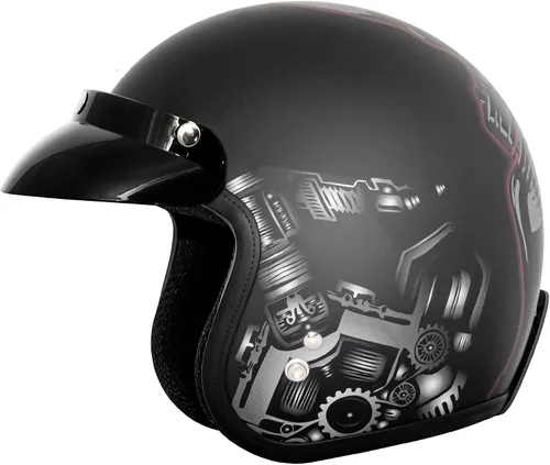 Miniatura 7 de VCAN Casco de motocicleta V85C 3/4 de cara abierta aprobado por DOT