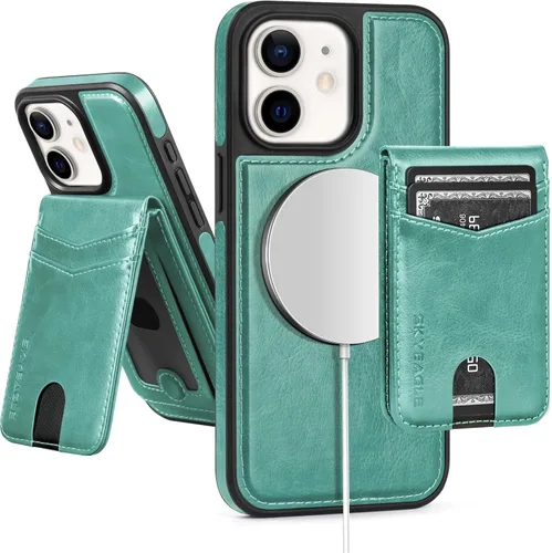 Miniatura 33 de SkyEagle Magsafe - Funda magnética 2 en 1 desmontable para iPhone 11 Pro Max con tarjetero, para mujeres y hombres, piel sintética con bloqueo RFID