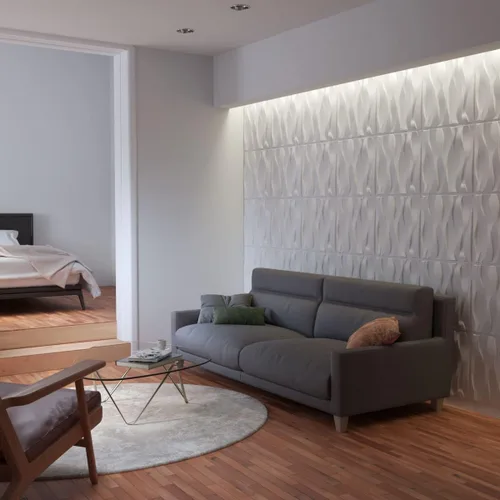 Miniatura 10 de Ekena Millwork WP20X20RVWH-CASE-10 19 5/8 pulgadas de ancho x 19 5/8 pulgadas de alto Riverbank EnduraWall Decorativo 3D Cubiertas de panel de pared