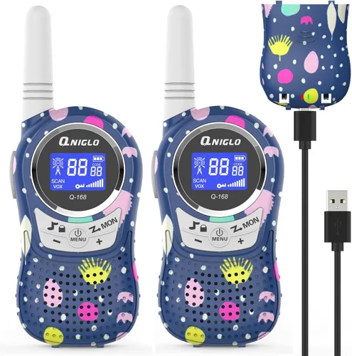 Miniatura 11 de QNIGLO Walkie Talkies para acampar para niños recargables, Walkie Talkies de camuflaje para niños y niñas, adecuados para juegos de aventura al aire