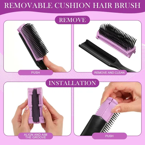 Miniatura 6 de Patelai Cepillo de pelo de nailon para cabello natural, cepillo desenredante de viaje para mujeres y hombres, voluminizador, moldeador, separación