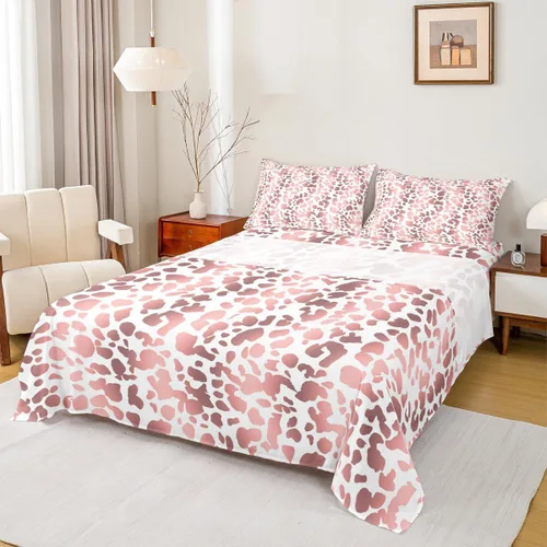 Miniatura 15 de Erosebridal Juego de sábanas para niñas, color rosa, con estampado de animales, tamaño individual, para niños, adolescentes, coloridas sábanas