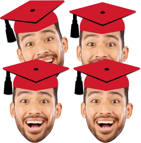 Miniatura 8 de Big Dot of Happiness Gorra de graduación azul con foto personalizada, decoraciones divertidas con recortes de cara, esenciales de decoración