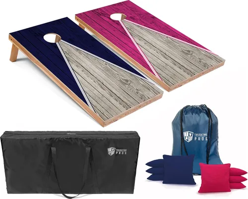 Miniatura 15 de Tailgating Pros Juego de tablero de Cornhole ligero con diseño piramidal con bolsas de frijoles y estuche de transporte, juego de cornhole