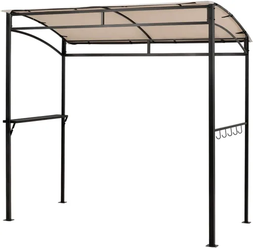 Tangkula Cenador de parrilla de 7 pies, toldo para barbacoa de patio con estante para servir y ganchos de almacenamiento, refugio curvado con marco