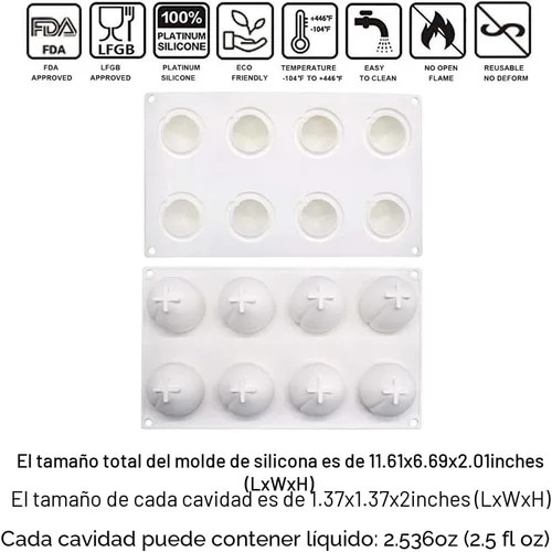Miniatura 2 de OCPO KITCHEN Molde de silicona de melocotón para hornear pasteles de mousse, postre francés de frutas, pasteles, chocolate, pudín, gelatina, helado
