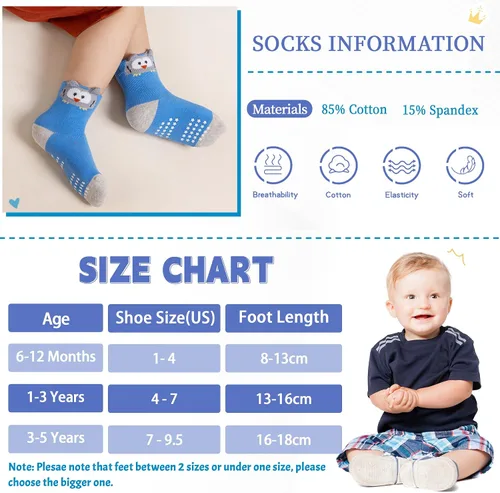 Miniatura 4 de DoSmart 12 pares de calcetines de algodón transpirable con dibujos animados para bebés y niños pequeños