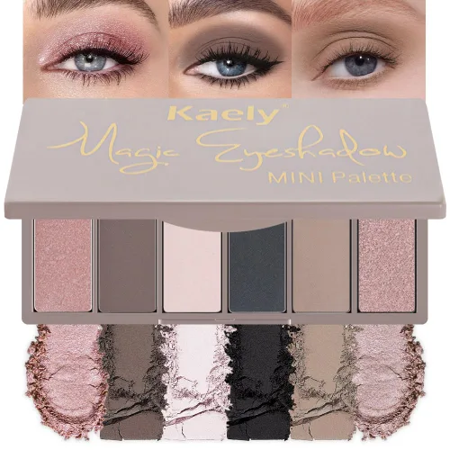 Miniatura 7 de evpct Paleta cuádruple de sombras de ojos marrón nude, brillante nude champán, dorado, marrón, cacao, brillantina, metálico, mate, alto pigmento