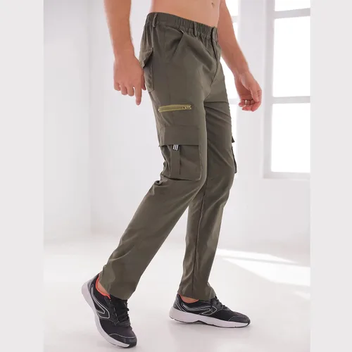 Miniatura 9 de Pantalones de carga para hombre, ligeros, tácticos, para senderismo, ajuste clásico, múltiples bolsillos