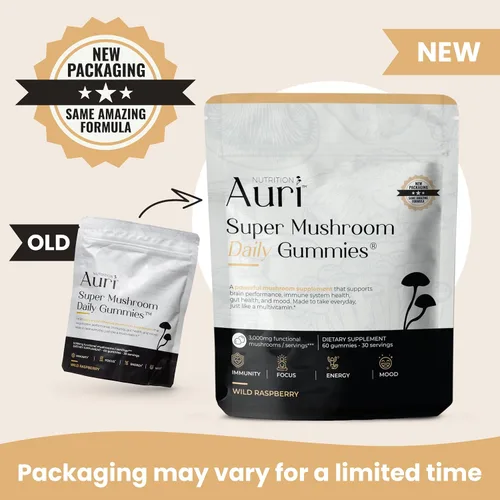 Miniatura 2 de Auri Nutrition Super Mushroom Daily Gummies – Gomitas funcionales todo en uno con 12 mezclas de hongos, incluyendo melena de león, reishi, chaga