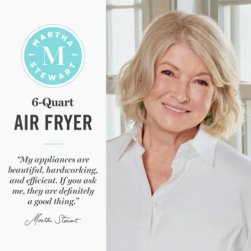 Miniatura 2 de Martha Stewart Freidora de aire 6 cuartos de galón, 6 en 1, hornear, asar, freír al aire, deshidratar, recalentar, cesta antiadherente de cerámica