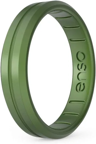 Enso Rings Anillo de silicona de contorno Thin Legends Banda de compromiso unisex apilable multicolor Banda delgada minimalista 0.169in de ancho,