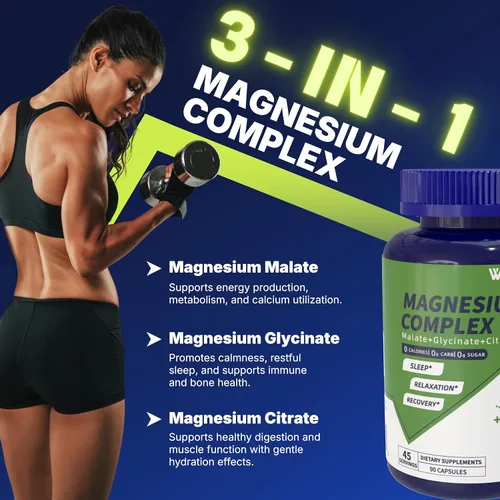 Miniatura 2 de Complejo triple de magnesio – 300 mg de magnesio de malato, glicinato y citrato – Apoya el alivio del estrés y el sueño, nervios y metabolismo