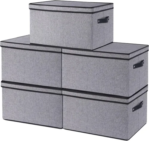 Miniatura 11 de Contenedor de almacenamiento plegable, caja de almacenamiento de 10.2 x 7.8 x 6.7 pulgadas con tapa, organizador de armario para organizar con asas