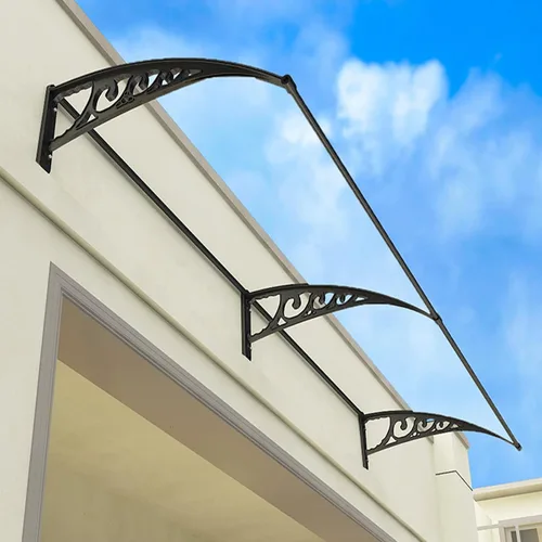 Toldo para ventana de patio, puerta delantera al aire libre, patio, toldo para puerta de techo, toldo arqueado de policarbonato con soportes, varios