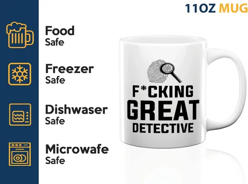 Miniatura 4 de Taza de café de detective de 11 onzas, color blanco, gran detective, policía, policía, patrulla, policía, policía, policía, policía, policía
