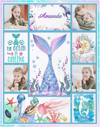 Miniatura 25 de Artsadd Manta facial personalizada de princesa para niñas, personalizada con cara de niños, manta personalizada para niños, nombre de foto de bebé