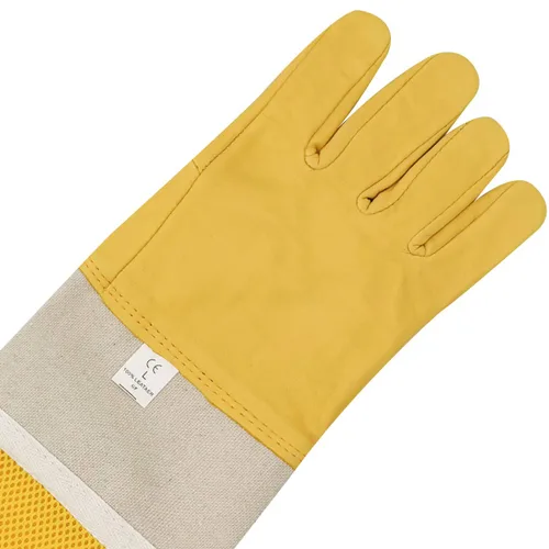 Miniatura 3 de DZXZY Guantes profesionales de apicultura de piel de cabra de primera calidad, suministros de apicultura con lona larga, mangas ventiladas y puños
