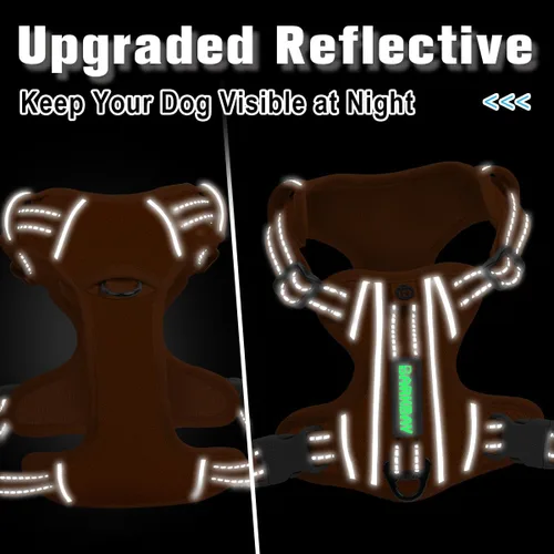 Miniatura 5 de BARKBAY Arnés para perro sin tirones con bolsillo para etiqueta de identificación, resistente, reflectante, de fácil control para perros grandes