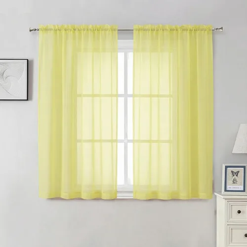 Miniatura 62 de Aiyufeng 2 paneles de cenefa transparente negra de 14 pulgadas de largo, cortinas cortas negras transparentes para dormitorio, cortinas de cocina