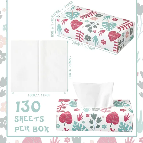 Miniatura 4 de Yinder 12 paquetes de 1560 hojas de pañuelos faciales suaves, caja de 2 capas, 130 hojas por caja, pañuelos faciales para el hogar, ajuste a granel