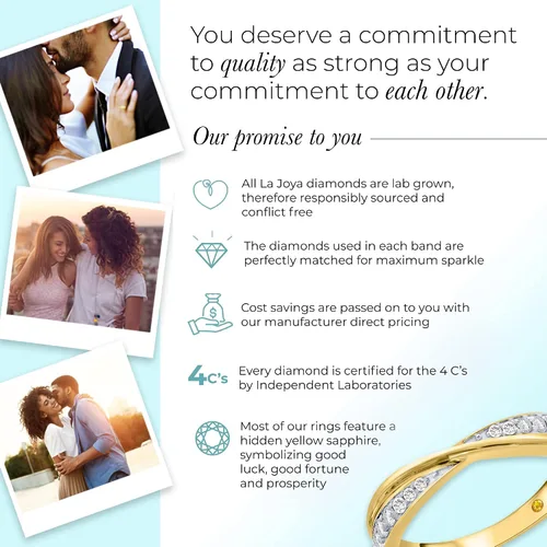 Miniatura 4 de La Joya 14 CT TW Certified Lab Created Diamond Bands for Women Solid 10k Yellow or White Gold Diamond Wedding Rings, Anniversary Bands, Promise