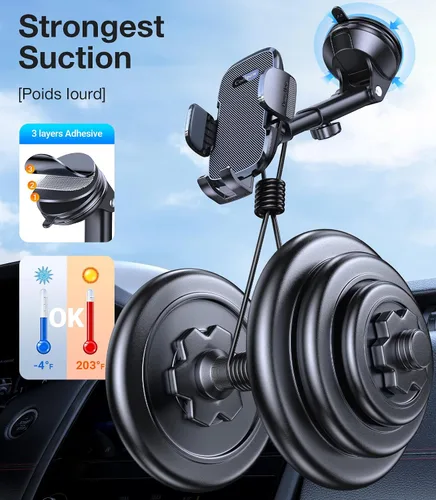 Miniatura 4 de Coolpow Soporte de teléfono para automóvil【Succión más fuerte】 Soporte universal de teléfono para tablero de instrumentos de 360° para automóvil