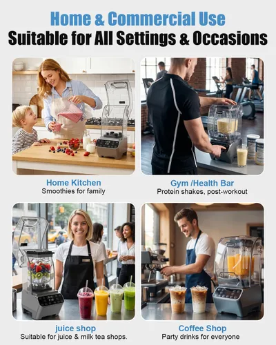 Miniatura 7 de MOGAN Commercial Blender with Sound Shield, 2200W Professional Quiet Smoothie Blender for Kitchen & Restaurant, DIY Programmable Heavy Duty