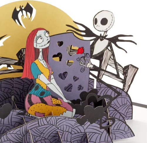 Miniatura 6 de Hallmark Tarjeta desplegable de Nightmare Before Christmas (Jack & Sally) Tarjeta 3D de papel de la firma para aniversario, amor, cumpleaños