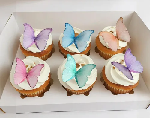 SS Cohen Mariposas de papel de oblea comestible sin gluten para decoración de pasteles de cumpleaños, incluye 48 piezas coloridas de decoración de