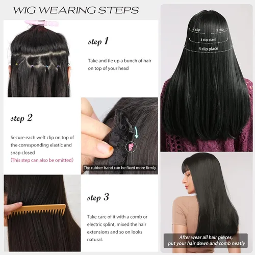 Miniatura 7 de Extensiones de cabello lacio con clip, suaves y gruesas (20 pulgadas, 4 unidades, 16H613#)