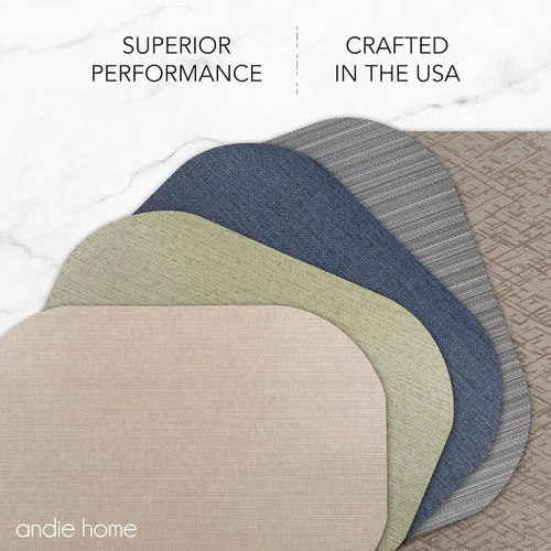 Miniatura 7 de Andie Home - Manteles individuales ovalados para mesa de cocina y comedor, juego de 6 piezas, resistentes al calor y lavables a la superficie, gris