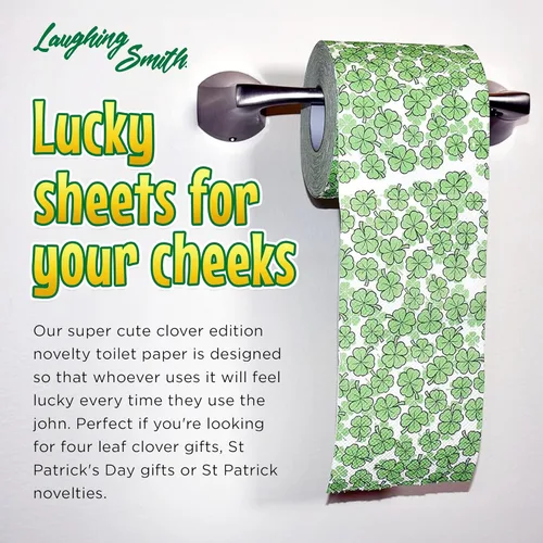Miniatura 4 de Laughing Smith Papel higiénico novedoso – Lucky Roll de papel higiénico de trébol de cuatro hojas, regalo divertido del día de San Patricio