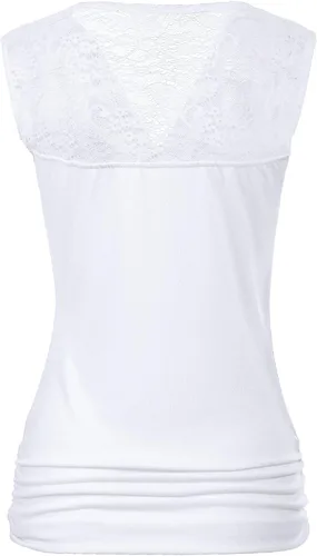 Miniatura 4 de Zeagoo - Camiseta sin mangas elástica de cuello holgado y fruncido, con drapeado lateral, para mujer