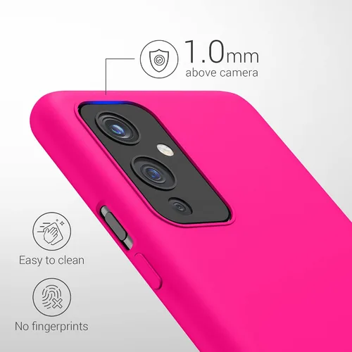 Miniatura 3 de kwmobile Funda compatible con OnePlus 9 (versión EU/NA) - Funda de silicona TPU con acabado suave - Rosa neón