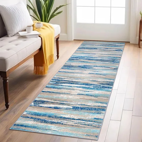 Miniatura 109 de Alfombra de pasillo moderna Lansny 2 x 6 pulgadas, alfombra de cocina lavable verde mostaza multicolor, alfombra antideslizante suave para pasillo