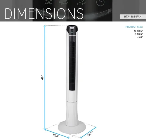 Miniatura 4 de Ventilador de torre de 48 pulgadas con control remoto, ventilador silencioso para dormitorio y hogar Tower fan with remote featuring 3 wind modes