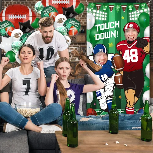 Miniatura 7 de Decoraciones de fiesta de fútbol, pancarta de fotos de fútbol, telón de fondo de fútbol para fiesta, cubierta de puerta de fotos, marco de fotos
