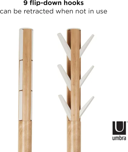 Miniatura 5 de Umbra Perchero Flapper, Colgador de Ropa, Soporte para Paraguas y Organizador de Sombreros, Ideal para Entrada, Blanco Natural