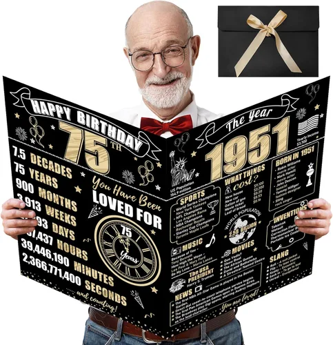 Miniatura 11 de Turypaty Tarjeta de 10 cumpleaños grande con sobre para niños y niñas, libro de firmas de invitados gigante de feliz 10 cumpleaños en negro y oro