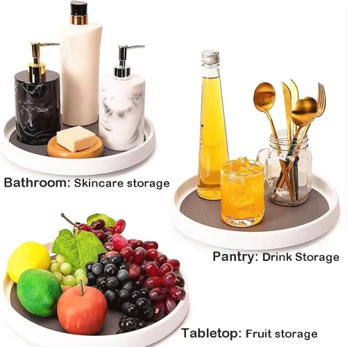 Miniatura 7 de Lazy Susan - Tocadiscos de 10 pulgadas, organizadores de despensa y almacenamiento de especias, organizador de latas para gabinete de cocina